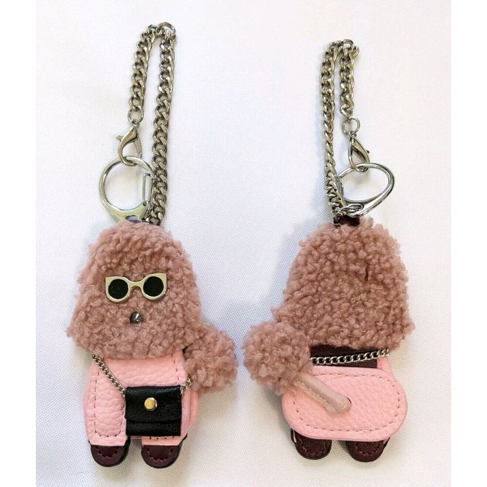 1 (One) fashionista Pink Poodle dog keyring Keychain key chain ring bag charm